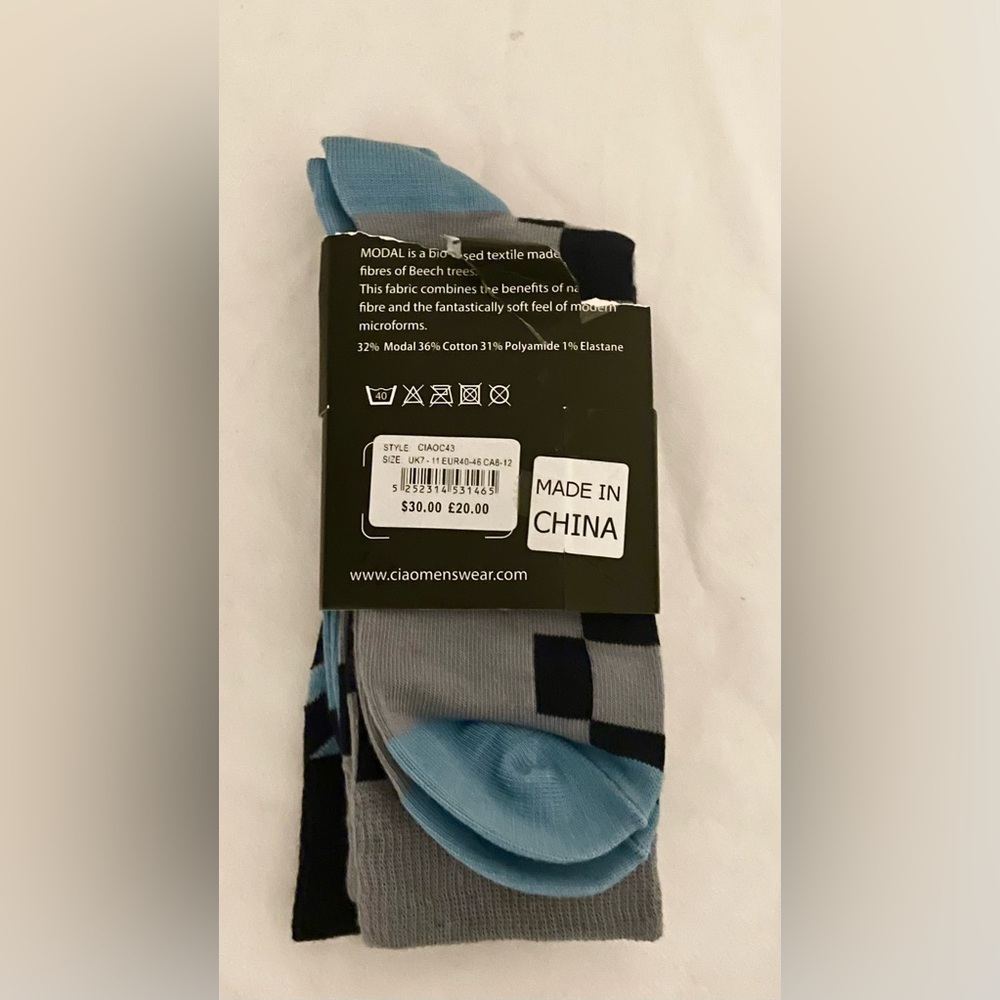 CIAO Italy Blue Striped Premium Modal Socks - Men’s Size 8-12 NWT - Picture 2 of 2